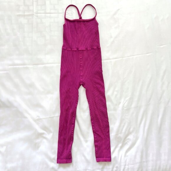 Free People Movement Pink Happiness Runs Square Neck One Piece Bodysuit Size M/L - Picture 2 of 7